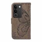 For vivo V29 5G Swallowtail Butterfly Embossed Leather Phone Case(Grey) - 3