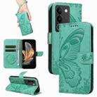 For vivo V29 5G Swallowtail Butterfly Embossed Leather Phone Case(Green) - 1