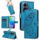 For vivo V29 Lite / Y78 5G / Y78+ 5G Swallowtail Butterfly Embossed Leather Phone Case(Blue) - 1