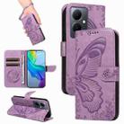 For vivo V29 Lite / Y78 5G / Y78+ 5G Swallowtail Butterfly Embossed Leather Phone Case(Purple) - 1