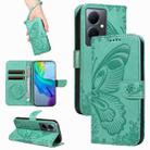 For vivo V29 Lite / Y78 5G / Y78+ 5G Swallowtail Butterfly Embossed Leather Phone Case(Green) - 1