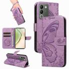 For vivo V29e / Y200 5G Swallowtail Butterfly Embossed Leather Phone Case(Purple) - 1