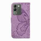 For vivo V29e / Y200 5G Swallowtail Butterfly Embossed Leather Phone Case(Purple) - 3