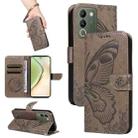 For vivo V29e / Y200 5G Swallowtail Butterfly Embossed Leather Phone Case(Grey) - 1