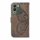 For vivo V29e / Y200 5G Swallowtail Butterfly Embossed Leather Phone Case(Grey) - 3