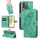 For vivo V29e / Y200 5G Swallowtail Butterfly Embossed Leather Phone Case(Green) - 1