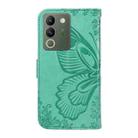 For vivo V29e / Y200 5G Swallowtail Butterfly Embossed Leather Phone Case(Green) - 3