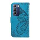 For vivo V40 SE 5G / Y100 IDN / Y200e Swallowtail Butterfly Embossed Leather Phone Case(Blue) - 3
