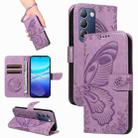 For vivo V40 SE 5G / Y100 IDN / Y200e Swallowtail Butterfly Embossed Leather Phone Case(Purple) - 1