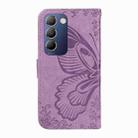 For vivo V40 SE 5G / Y100 IDN / Y200e Swallowtail Butterfly Embossed Leather Phone Case(Purple) - 3