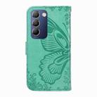 For vivo V40 SE 5G / Y100 IDN / Y200e Swallowtail Butterfly Embossed Leather Phone Case(Green) - 3