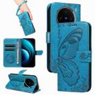 For vivo X100 5G Swallowtail Butterfly Embossed Leather Phone Case(Blue) - 1