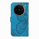 For vivo X100 5G Swallowtail Butterfly Embossed Leather Phone Case(Blue) - 3