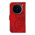 For vivo X100 5G Swallowtail Butterfly Embossed Leather Phone Case(Red) - 3