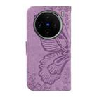 For vivo X100 5G Swallowtail Butterfly Embossed Leather Phone Case(Purple) - 3