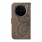 For vivo X100 5G Swallowtail Butterfly Embossed Leather Phone Case(Grey) - 3