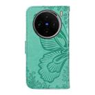 For vivo X100 5G Swallowtail Butterfly Embossed Leather Phone Case(Green) - 3