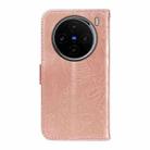 For vivo X100 5G Swallowtail Butterfly Embossed Leather Phone Case(Rose Gold) - 3