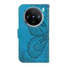 For vivo X100 Pro 5G Swallowtail Butterfly Embossed Leather Phone Case(Blue) - 3