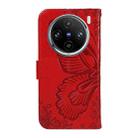 For vivo X100 Pro 5G Swallowtail Butterfly Embossed Leather Phone Case(Red) - 3