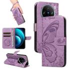 For vivo X100 Pro 5G Swallowtail Butterfly Embossed Leather Phone Case(Purple) - 1