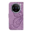 For vivo X100 Pro 5G Swallowtail Butterfly Embossed Leather Phone Case(Purple) - 3