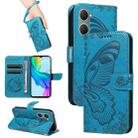 For vivo Y03 4G Swallowtail Butterfly Embossed Leather Phone Case(Blue) - 1