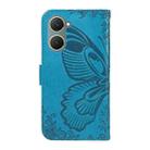 For vivo Y03 4G Swallowtail Butterfly Embossed Leather Phone Case(Blue) - 3