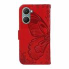 For vivo Y03 4G Swallowtail Butterfly Embossed Leather Phone Case(Red) - 3