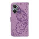 For vivo Y03 4G Swallowtail Butterfly Embossed Leather Phone Case(Purple) - 3