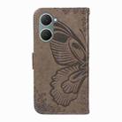 For vivo Y03 4G Swallowtail Butterfly Embossed Leather Phone Case(Grey) - 3