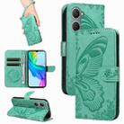 For vivo Y03 4G Swallowtail Butterfly Embossed Leather Phone Case(Green) - 1