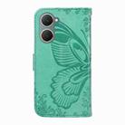 For vivo Y03 4G Swallowtail Butterfly Embossed Leather Phone Case(Green) - 3