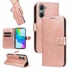 For vivo Y03 4G Swallowtail Butterfly Embossed Leather Phone Case(Rose Gold) - 1