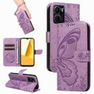For vivo Y16 4G / Y02s Swallowtail Butterfly Embossed Leather Phone Case(Purple) - 1