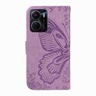 For vivo Y16 4G / Y02s Swallowtail Butterfly Embossed Leather Phone Case(Purple) - 3