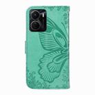 For vivo Y16 4G / Y02s Swallowtail Butterfly Embossed Leather Phone Case(Green) - 3