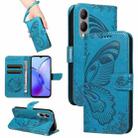 For vivo Y17s 4G Swallowtail Butterfly Embossed Leather Phone Case(Blue) - 1