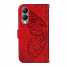 For vivo Y17s 4G Swallowtail Butterfly Embossed Leather Phone Case(Red) - 3