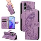 For vivo Y17s 4G Swallowtail Butterfly Embossed Leather Phone Case(Purple) - 1