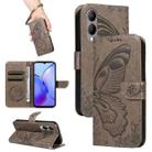 For vivo Y17s 4G Swallowtail Butterfly Embossed Leather Phone Case(Grey) - 1