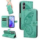 For vivo Y17s 4G Swallowtail Butterfly Embossed Leather Phone Case(Green) - 1