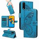 For vivo Y20 / Y20s / Y20A / Y20i / Y20G Swallowtail Butterfly Embossed Leather Phone Case(Blue) - 1