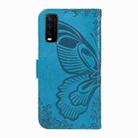 For vivo Y20 / Y20s / Y20A / Y20i / Y20G Swallowtail Butterfly Embossed Leather Phone Case(Blue) - 3