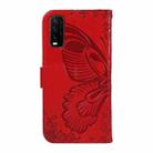 For vivo Y20 / Y20s / Y20A / Y20i / Y20G Swallowtail Butterfly Embossed Leather Phone Case(Red) - 3