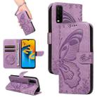 For vivo Y20 / Y20s / Y20A / Y20i / Y20G Swallowtail Butterfly Embossed Leather Phone Case(Purple) - 1