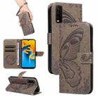 For vivo Y20s G / Y11s / Y12a / Y12s Swallowtail Butterfly Embossed Leather Phone Case(Grey) - 1