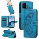 For vivo Y21 / Y21s / Y33s Swallowtail Butterfly Embossed Leather Phone Case(Blue) - 1