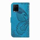 For vivo Y21 / Y21s / Y33s Swallowtail Butterfly Embossed Leather Phone Case(Blue) - 3