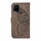 For vivo Y21 / Y21s / Y33s Swallowtail Butterfly Embossed Leather Phone Case(Grey) - 3